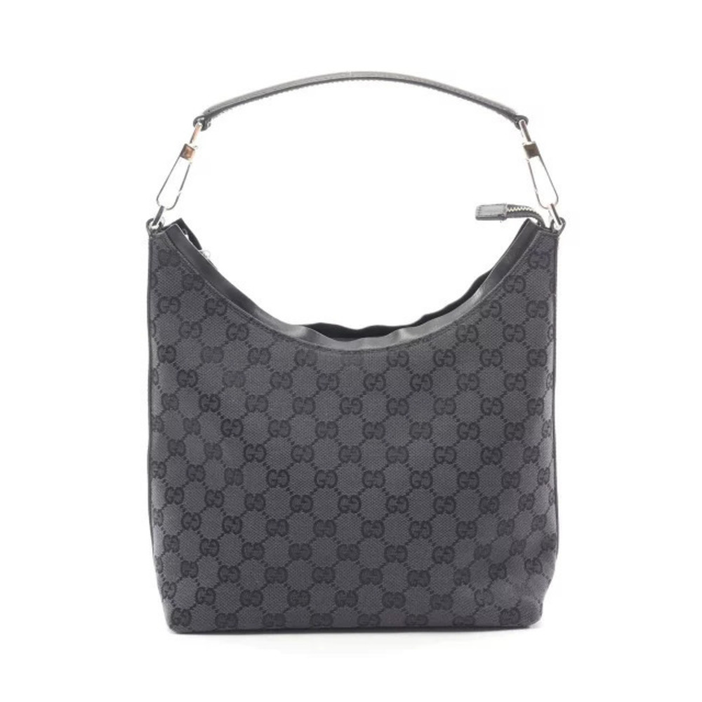 Gucci GG Canvas Shoulder Bag Leather Black
